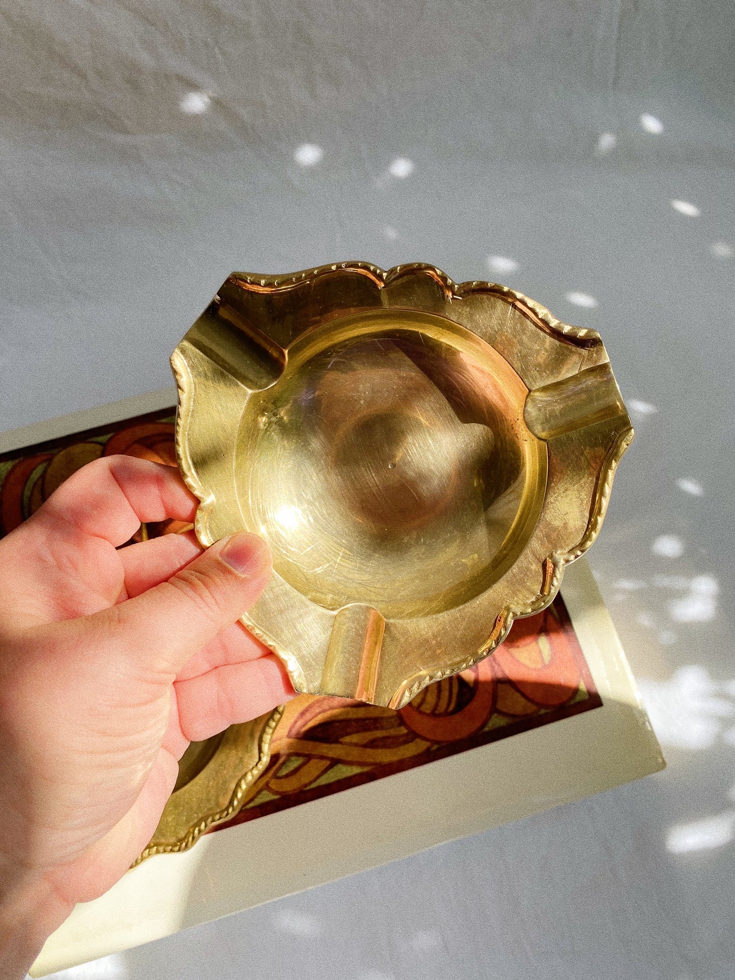 Vintage Solid Brass Ashtrays Rope Detail