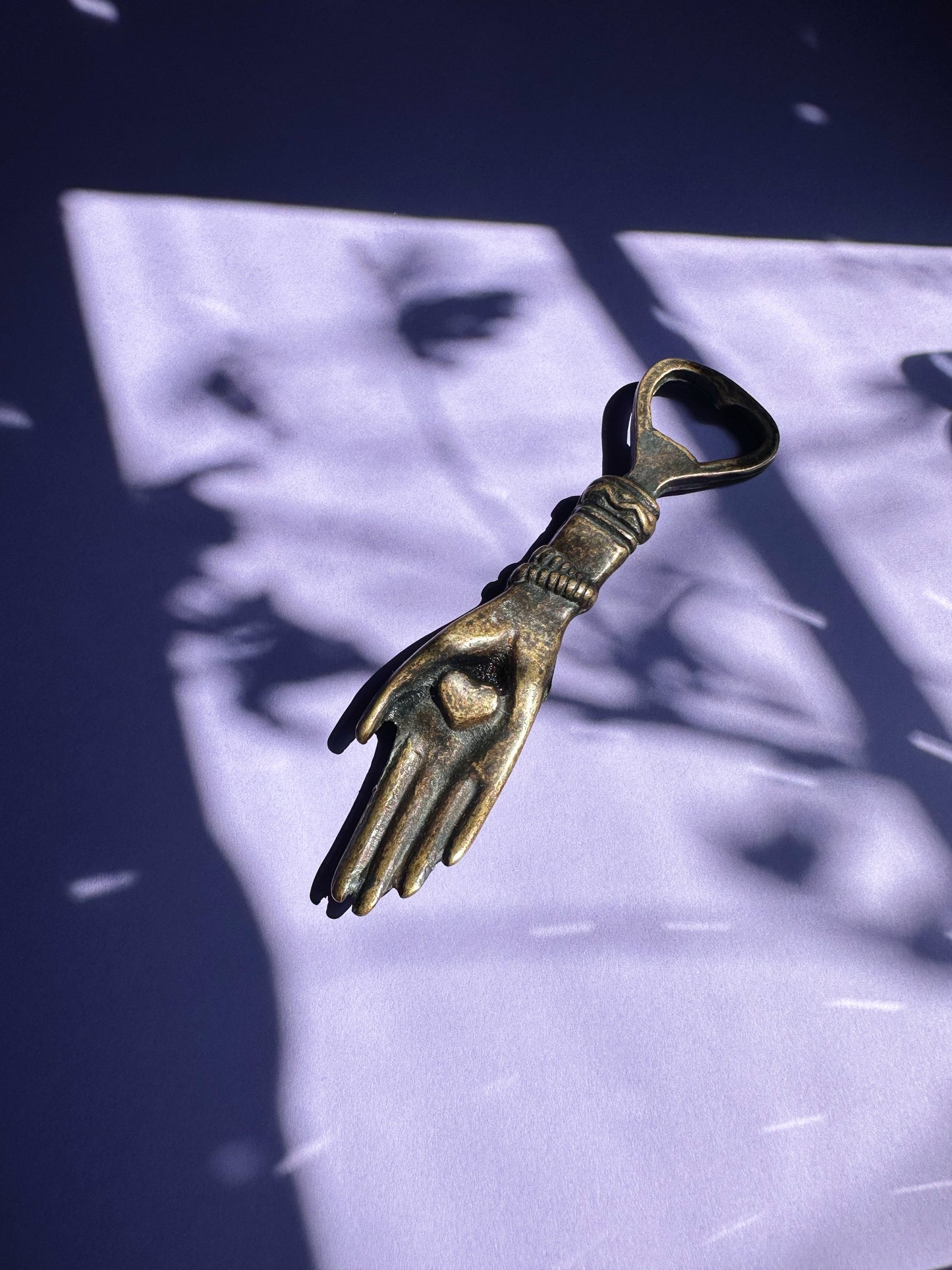 Vintage Heavy Metal Love Token Hand Bottle Opener