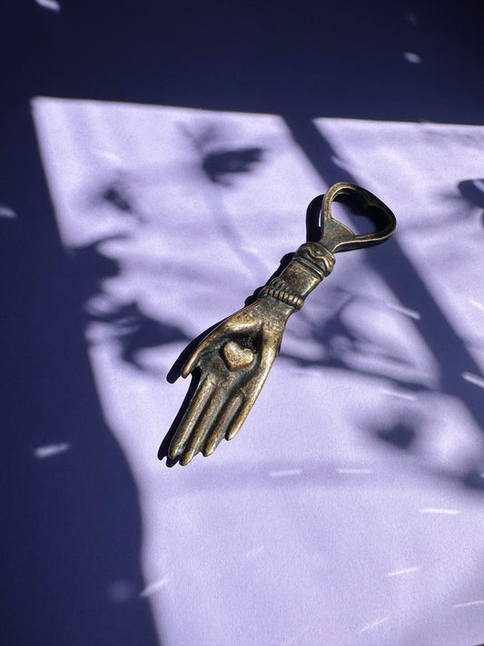 Vintage Heavy Metal Love Token Hand Bottle Opener