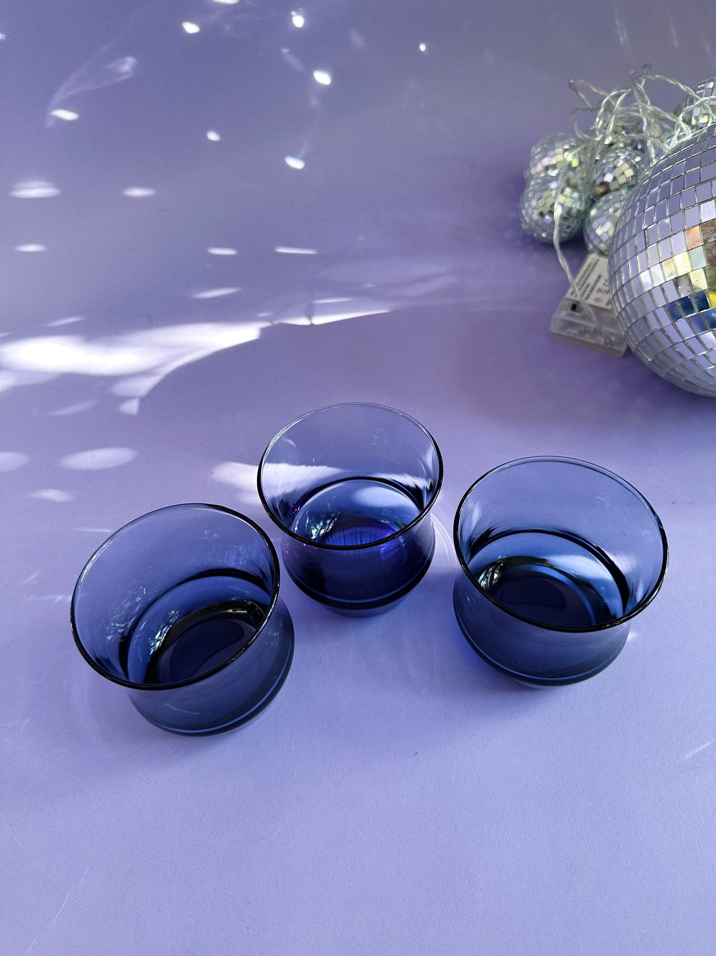 Vintage Libbey Apollo Blue Rocks Glasses - Set of 3 - MCM Barware