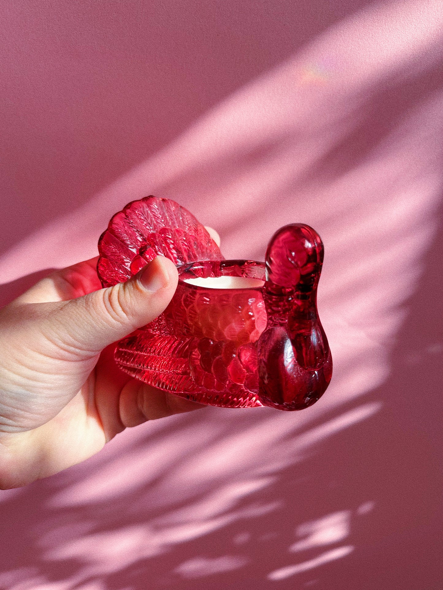 Vintage Red Crystal Turkey Tea Light / Votive Candle Holders