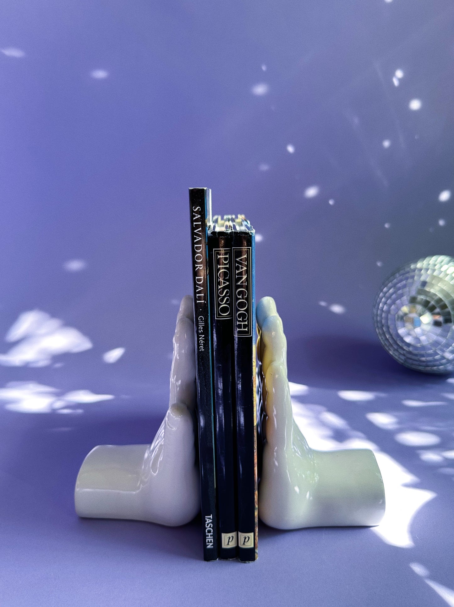 White Ceramic Hands Book Ends VTG 6.25” Weighted W/O Sand MCM NOTE