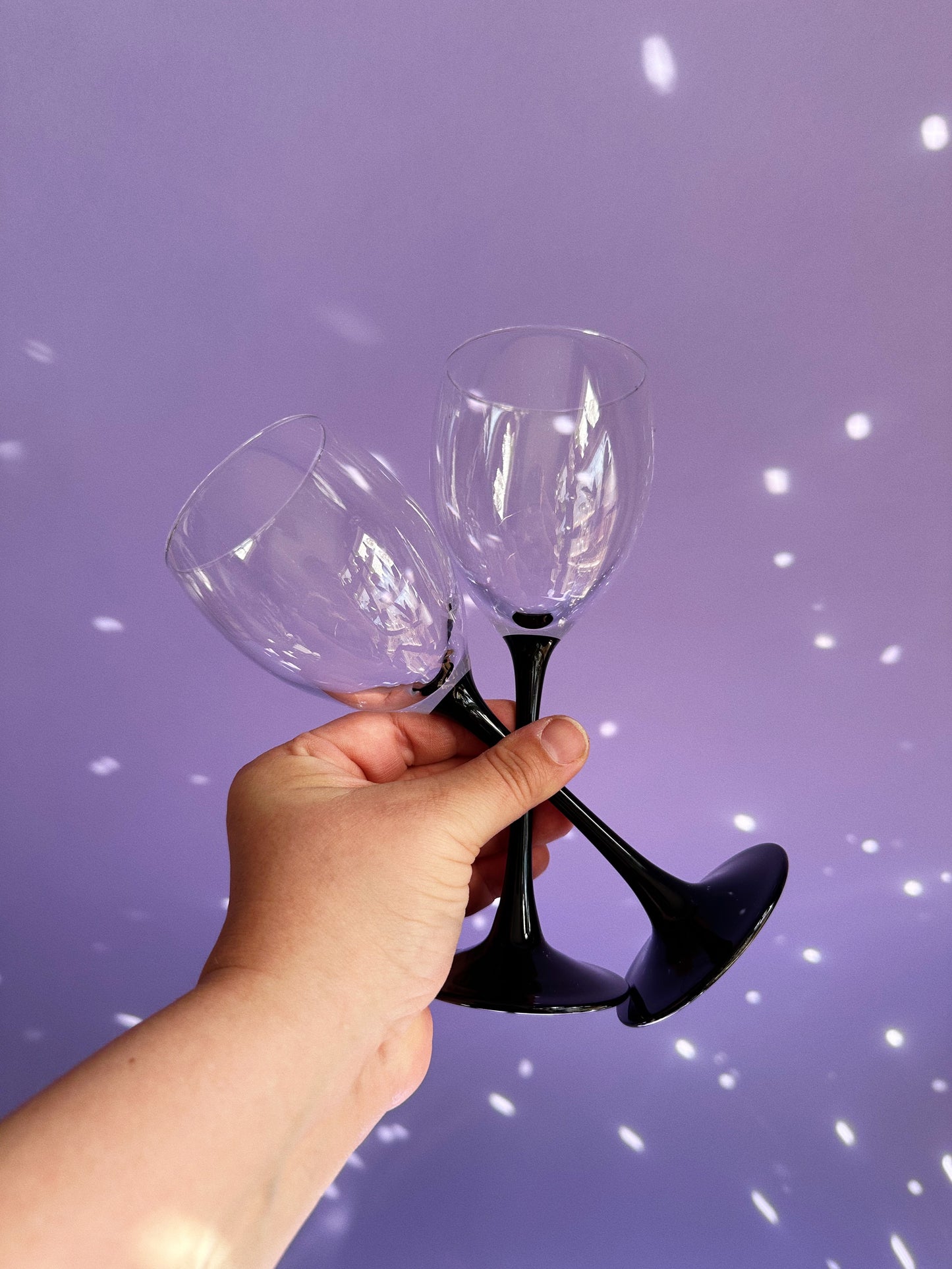 Vintage Black Stem Wine Glasses