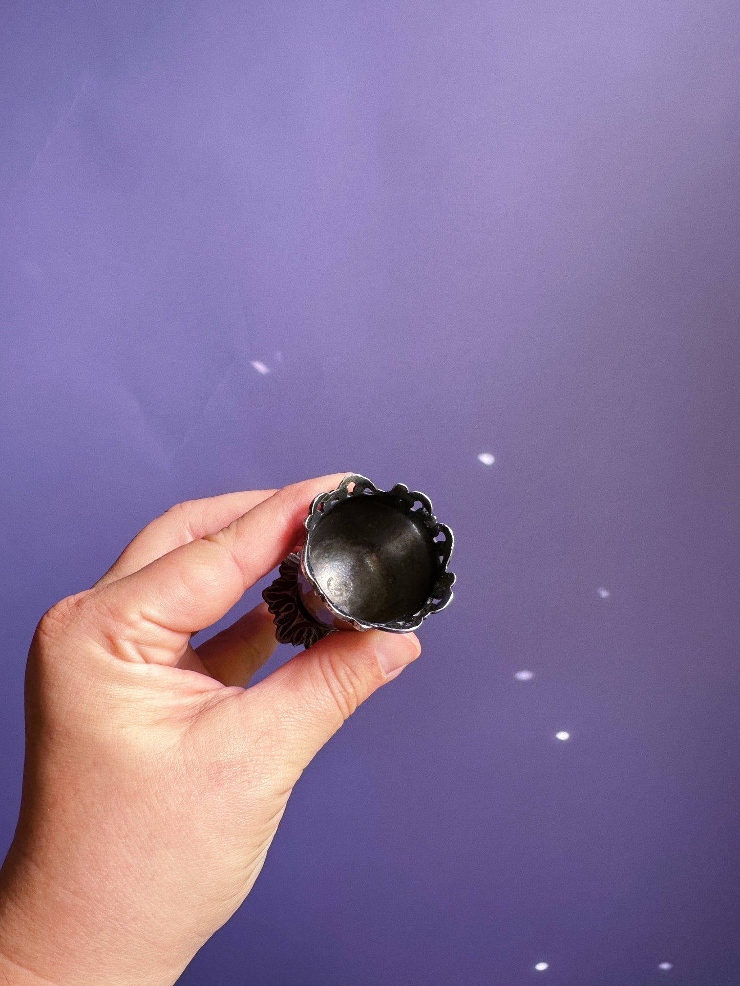 Antique Pair Of Pewter Toothpick / Match Holders Lacy Top Ornate "TAKE ONE"