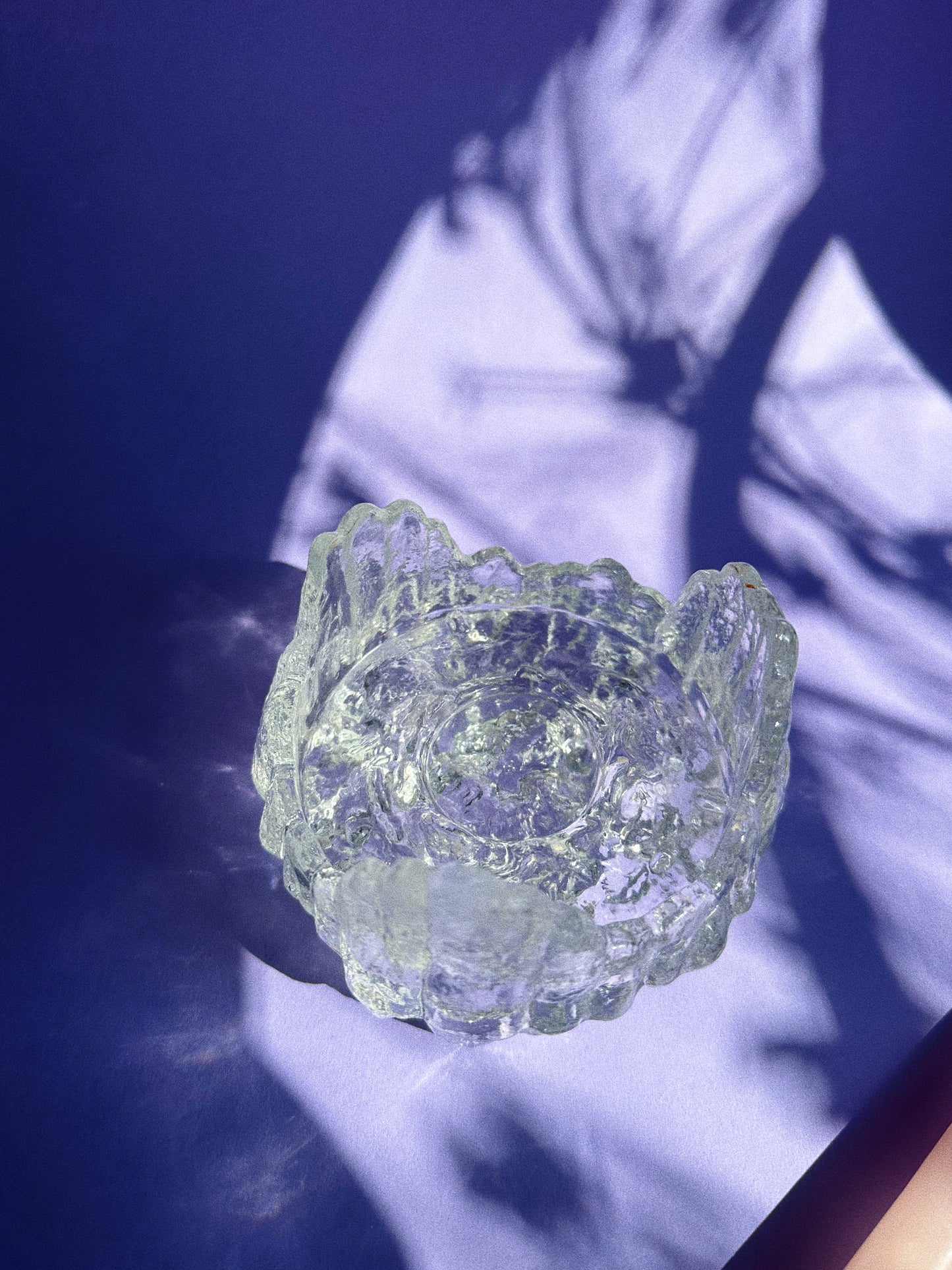 Vintage MCM L.E. Smith Reversible Crystal Ice Candle Holder