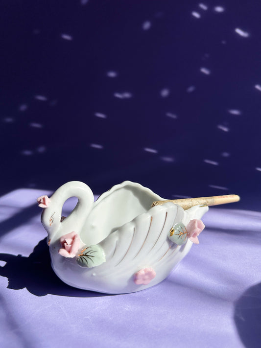 Vintage Porcelain Swan Ashtray