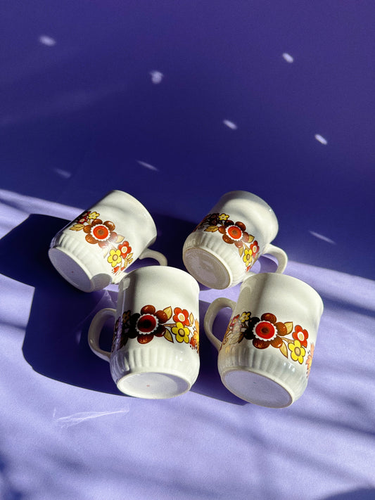 Vintage MYOTT ‘Festival’ Pattern Coffee Mugs, made in England