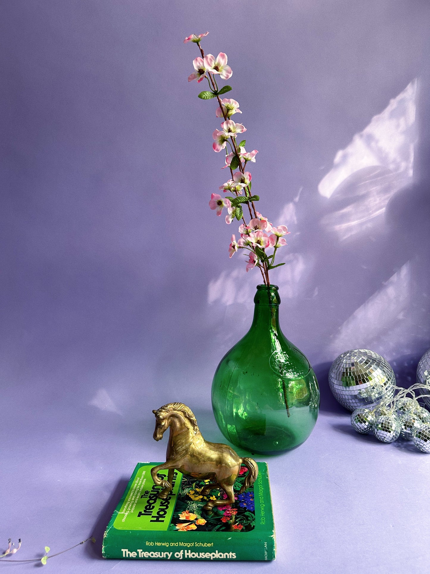 Vintage 12”H Green Glass Demijohn Vase