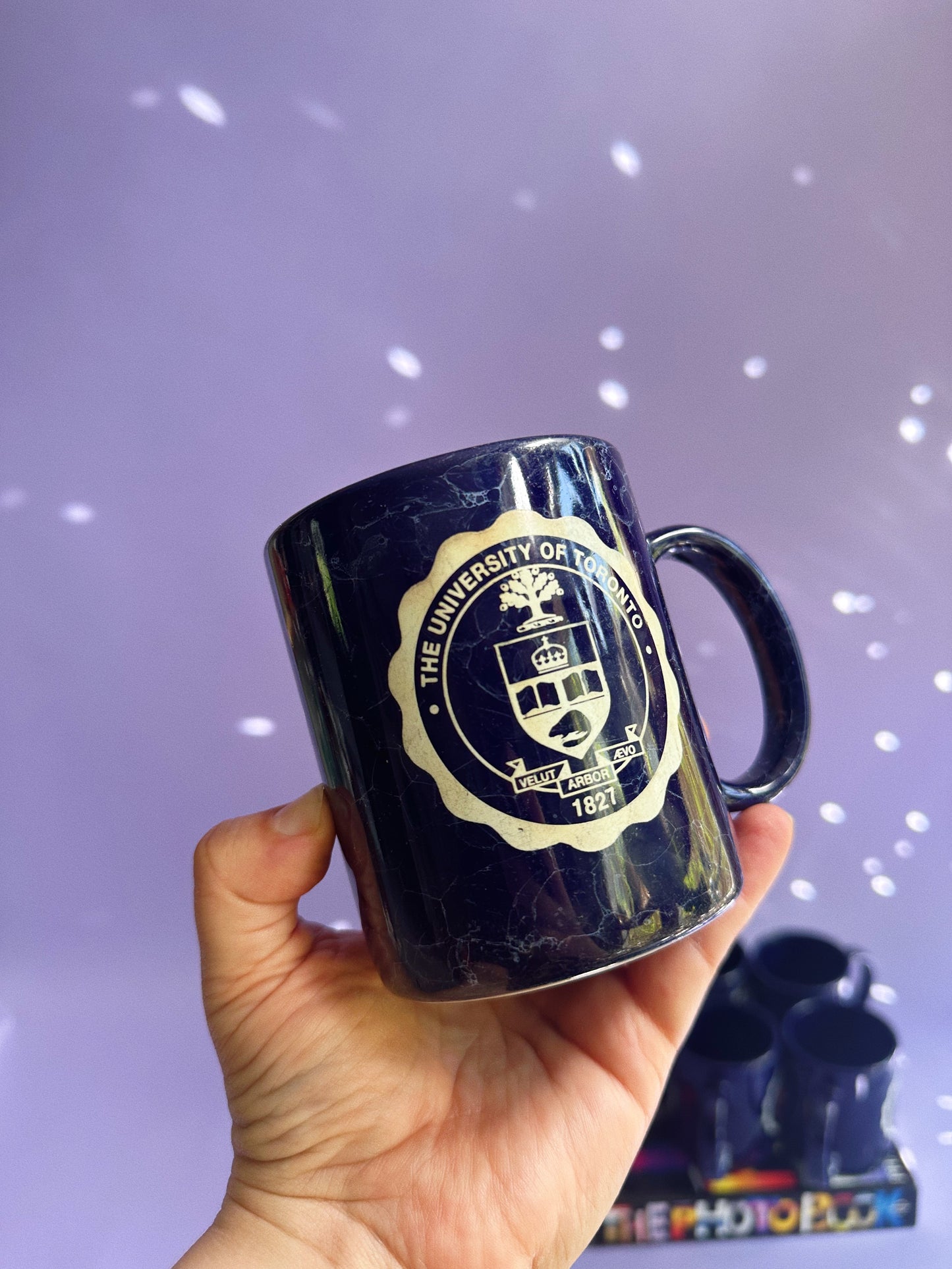 Vintage Navy Blue Ceramic U of T Coffee / Tea Mugs