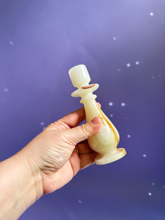 Vintage Onyx Stone Candlestick Taper Candle Holder