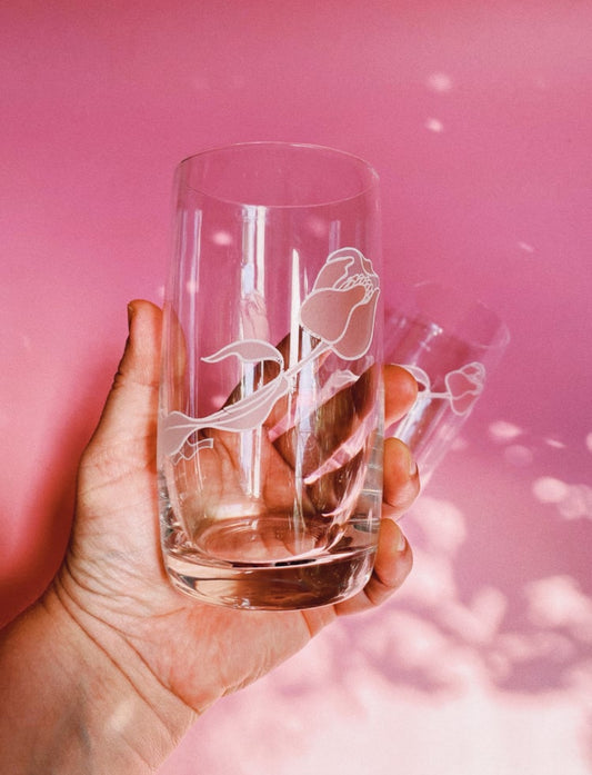 Vintage Pink Rose Glassware