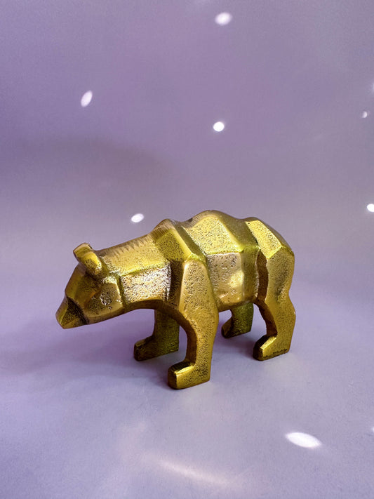 Cubist Brass Metal Bear Figure Art Sculpture Figurine