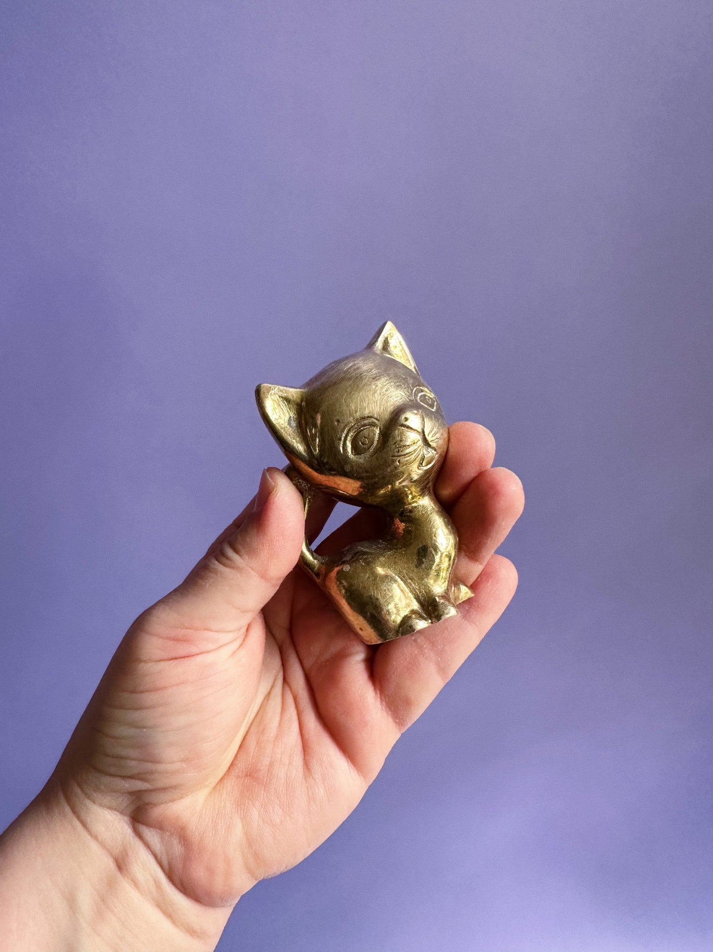 Pair of Vintage Brass Cat Figurines