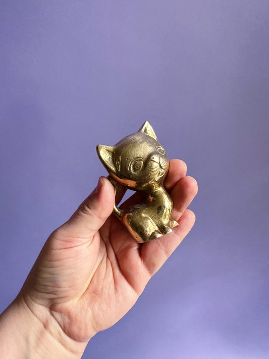 Pair of Vintage Brass Cat Figurines