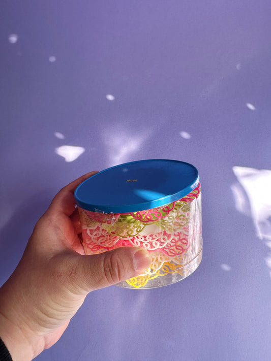 Vintage Lustro-Ware Plastic Lace Ruffled Edge Coasters Set of 6 Original Box Japan