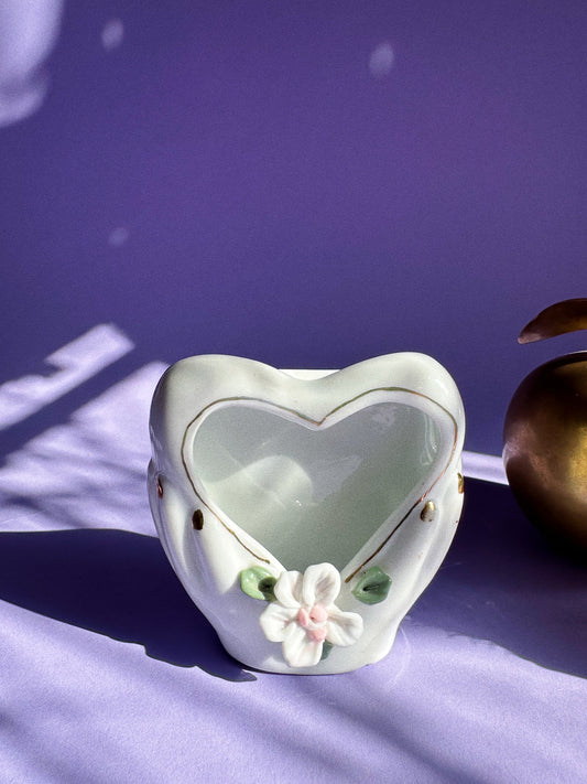 Small Vintage Porcelain Heart In Hands
