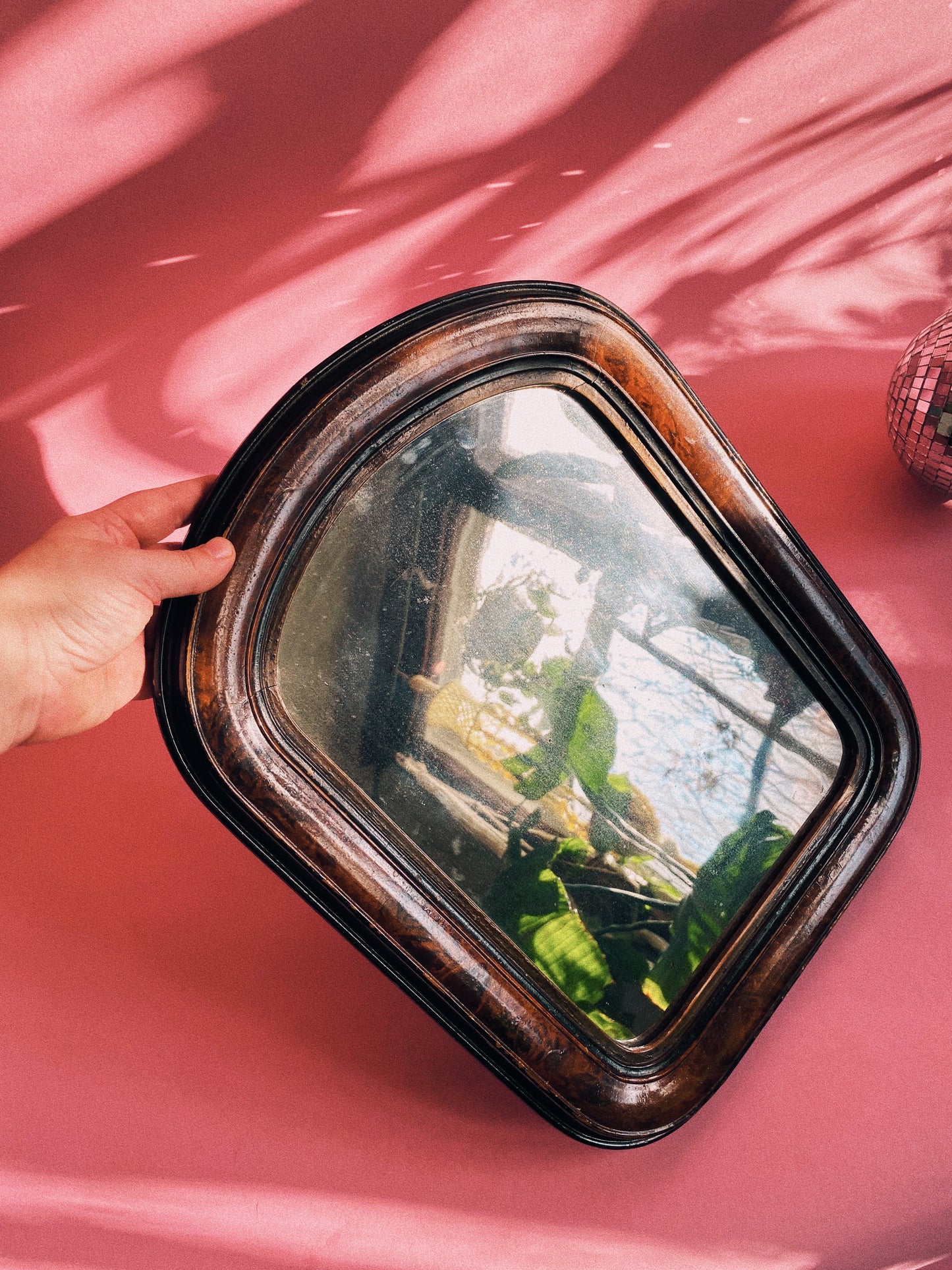 Vintage Wood & Wood Veneer Mirror