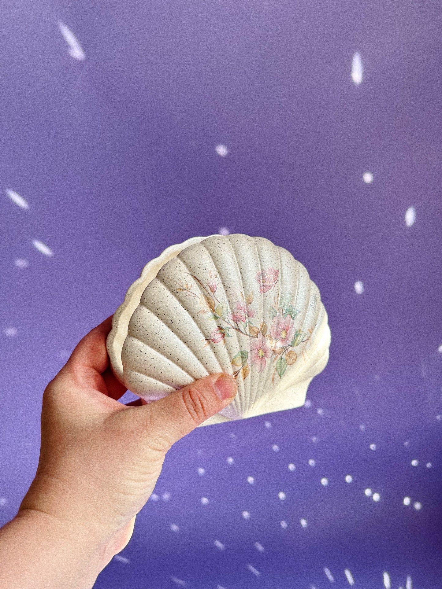 Handmade Shell Napkin Holder Berger Made in Italy Pink / Cream Sparkles