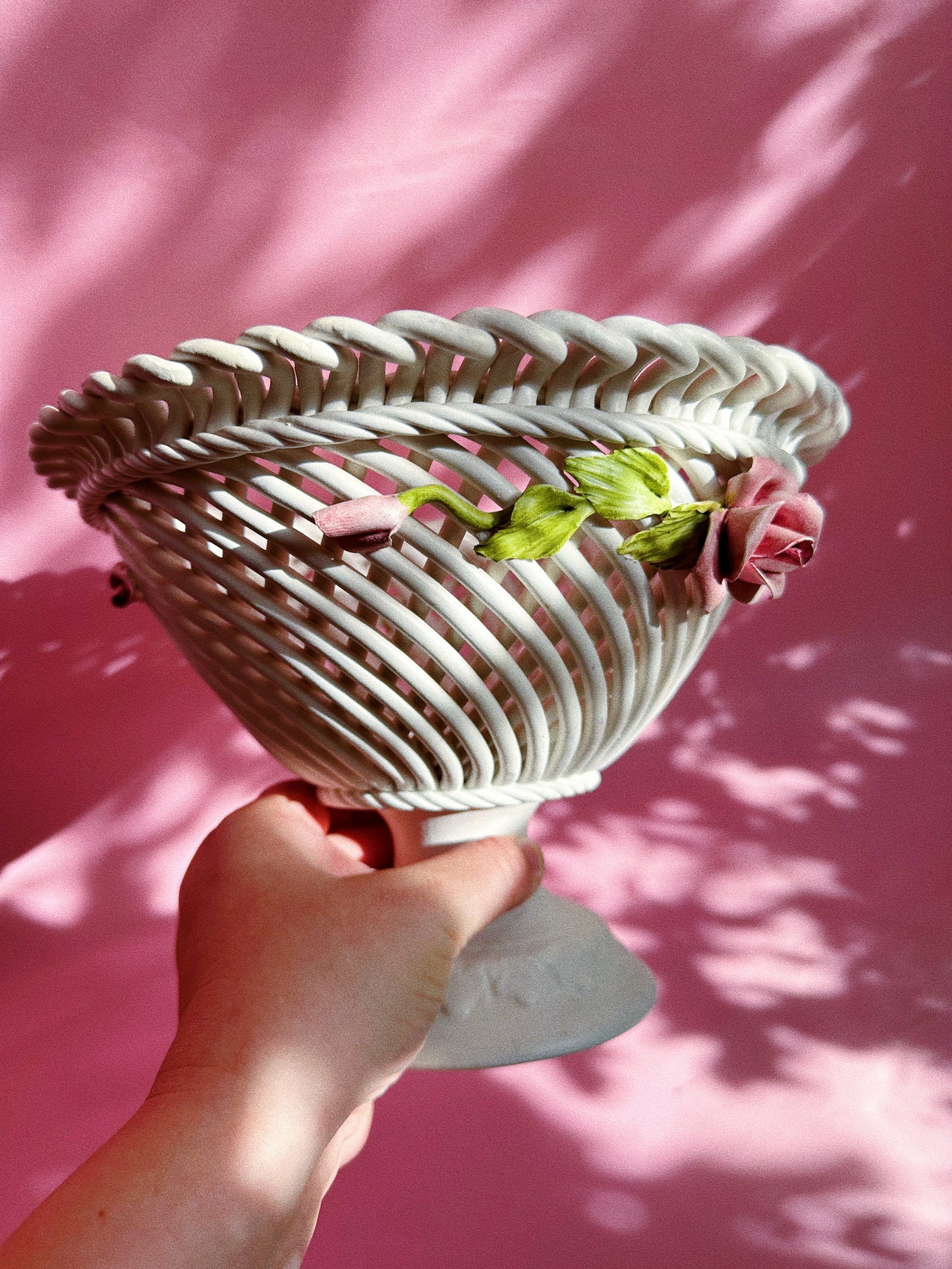 Vintage Bassano Capodimonte Footed Bowl Made in Italy