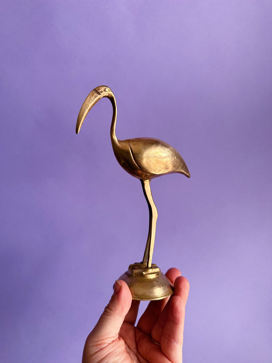 Vintage Brass Flamingo Sculpture