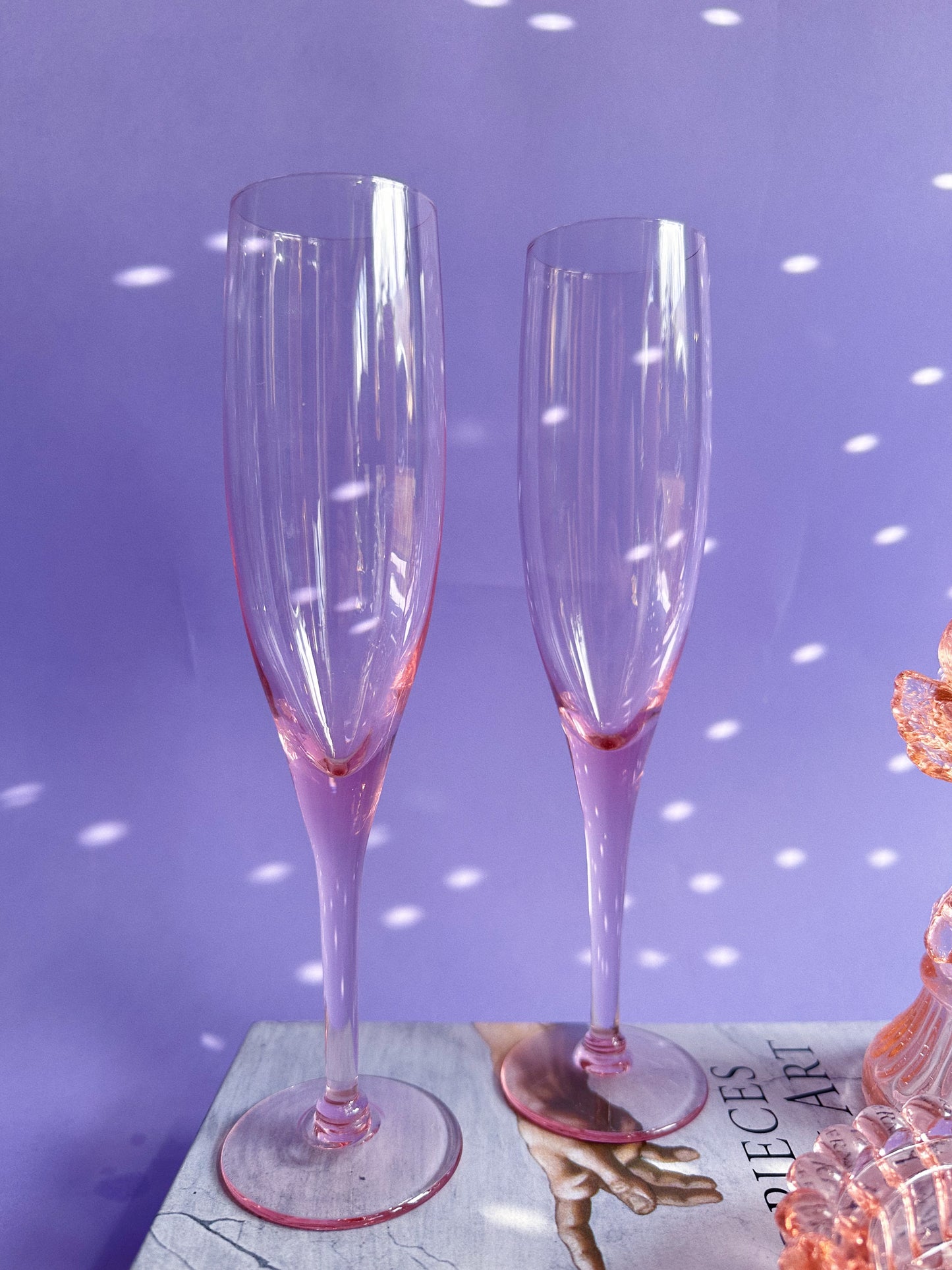 Pair of Gorgeous Pink Champagne Flutes