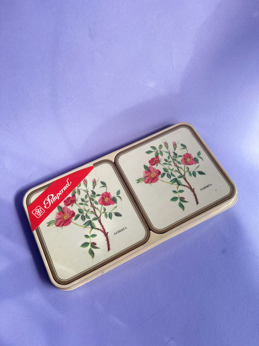 Vintage Pimpernel Alberta Floral Botanical Coasters Set of 6