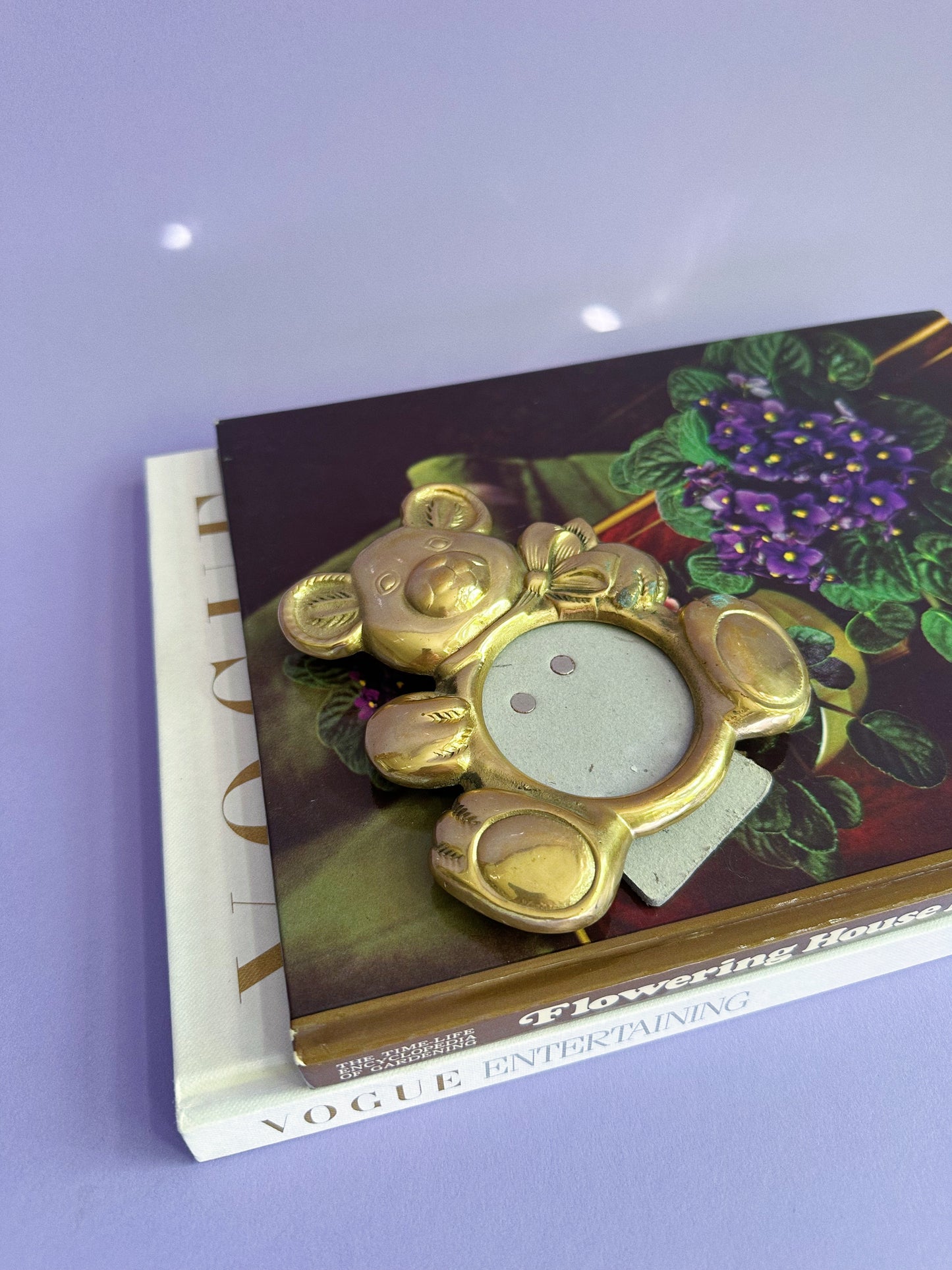 Vintage Brass Teddy Bear Picture Frame