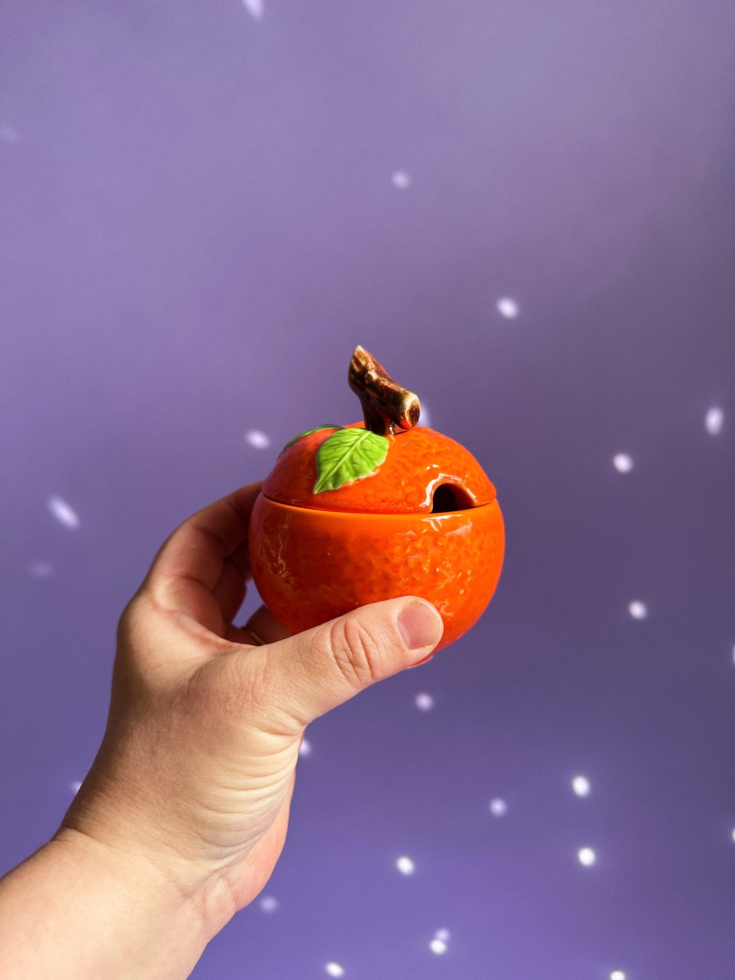 Vintage Ceramic Small Oranges Lidded Sugar Pot