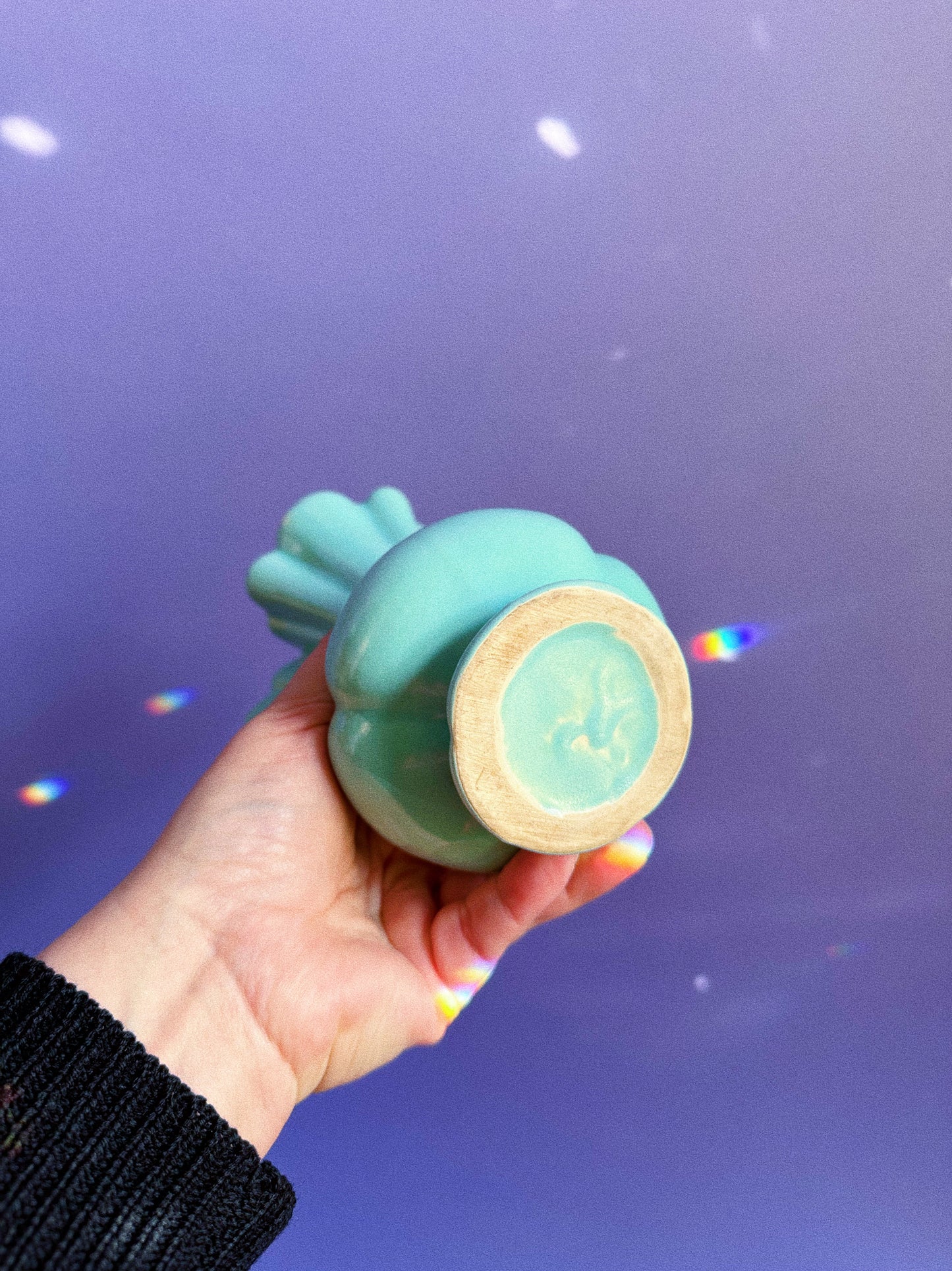 Vintage Seafoam Ruffle Vase Pottery