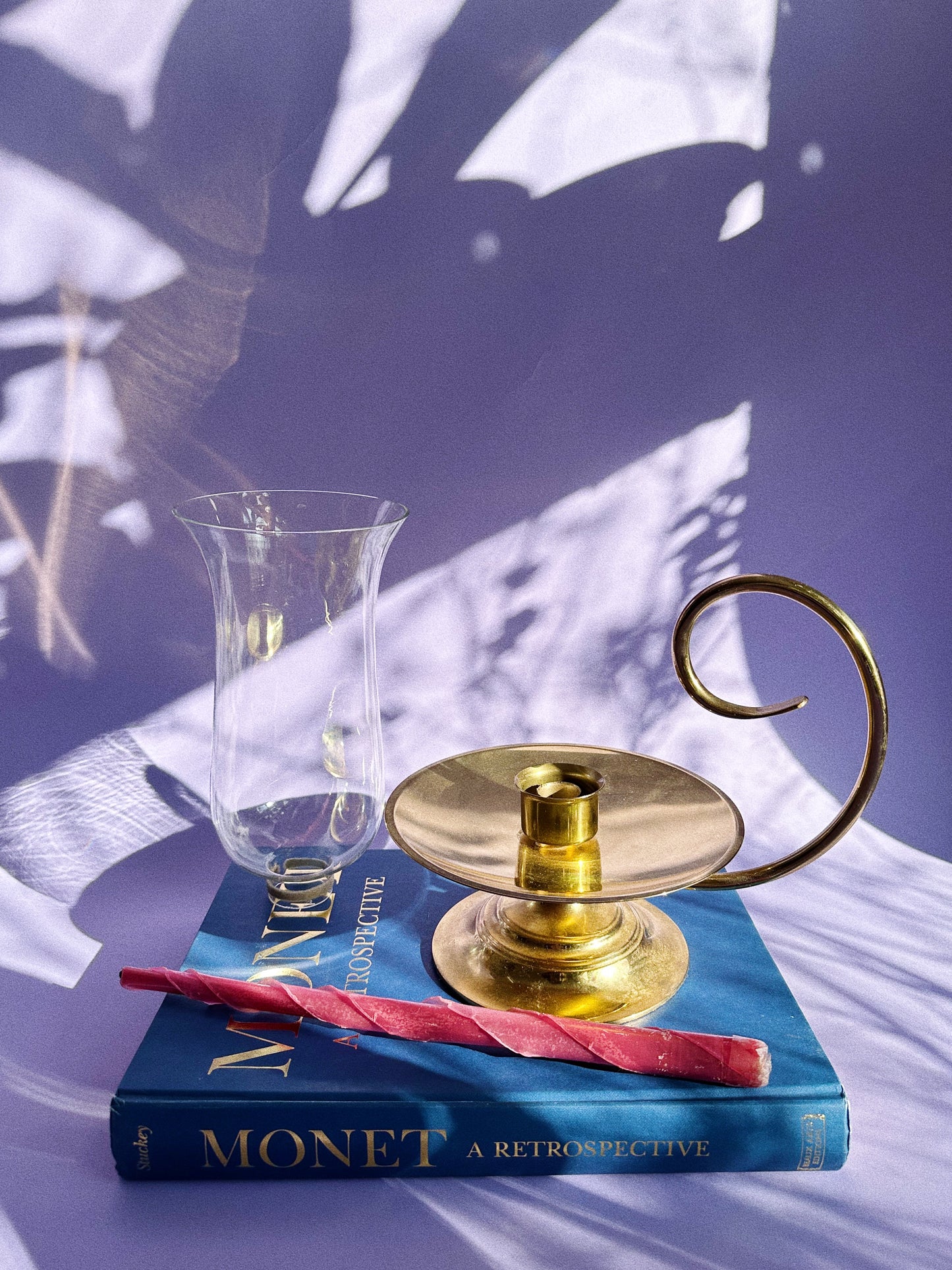 Vintage Baldwin USA Solid Brass Hurricane Candle Holder Lamp Glass