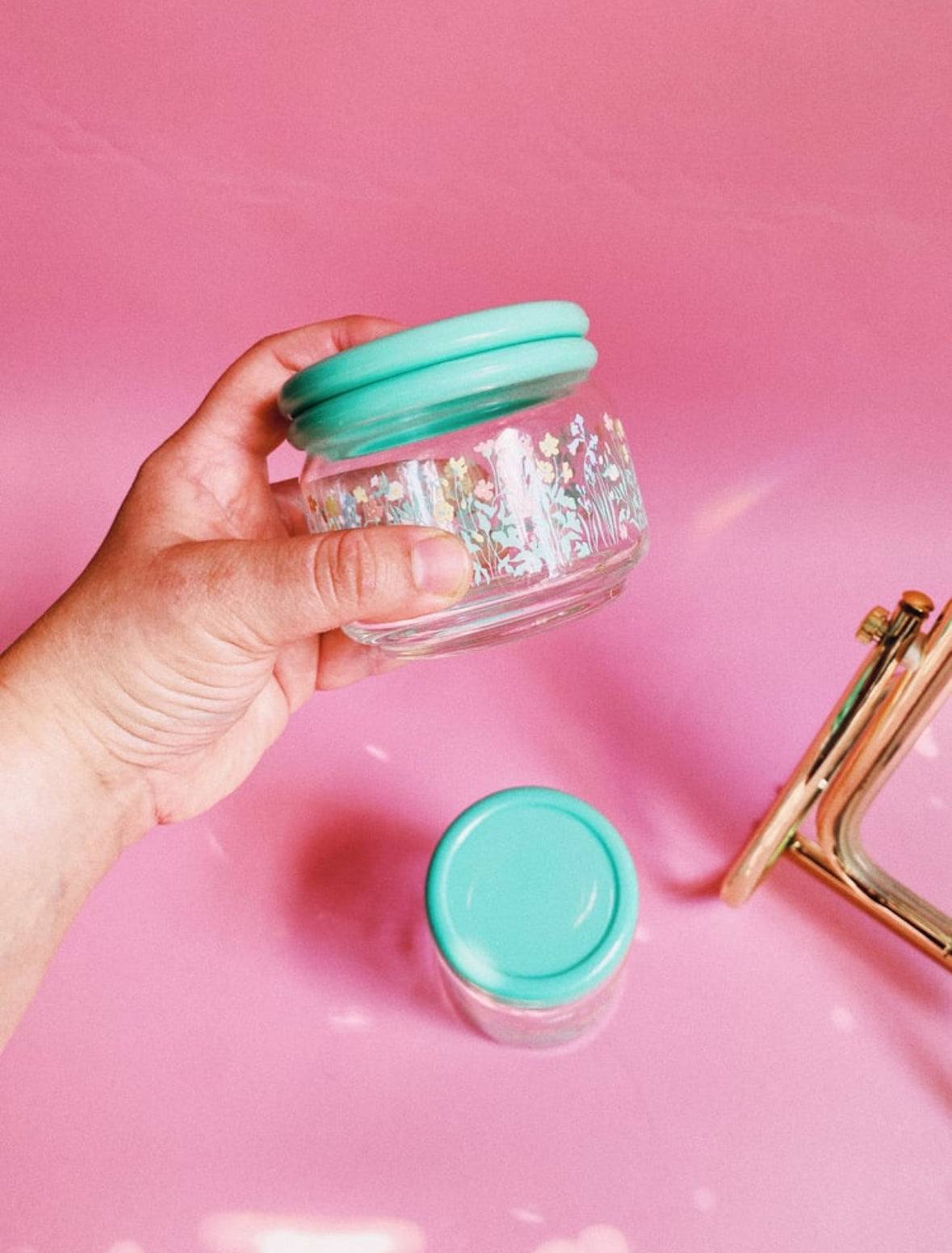 Vintage Floral & Teal Stash Jars
