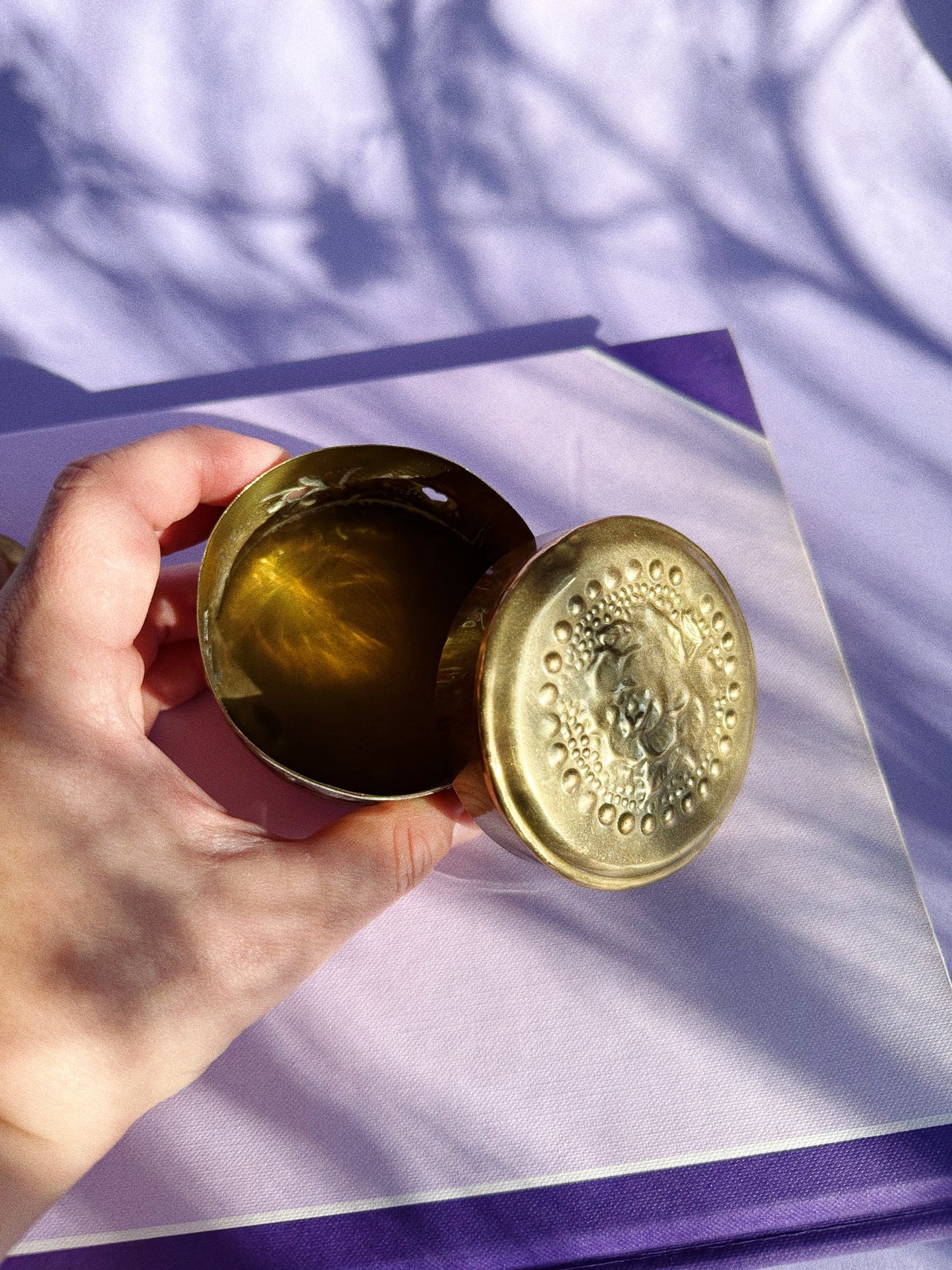 Vintage Brass Lidded Box With Heart Cut Outs