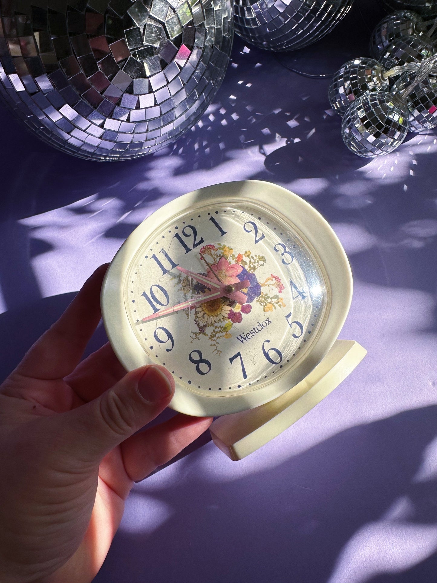 Vintage Westclox Wind-Up Alarm Clock w/ Floral Face Lady Ben