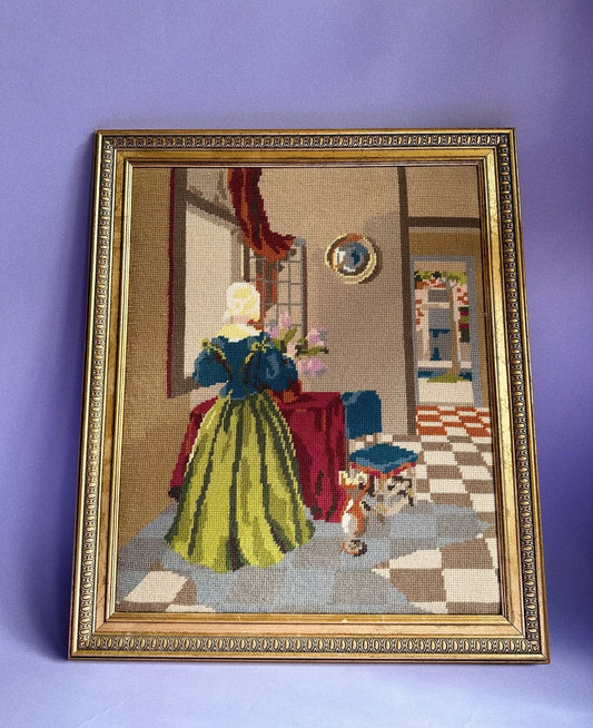 Vintage Penelope 3922 Wooden Framed Needlepoint