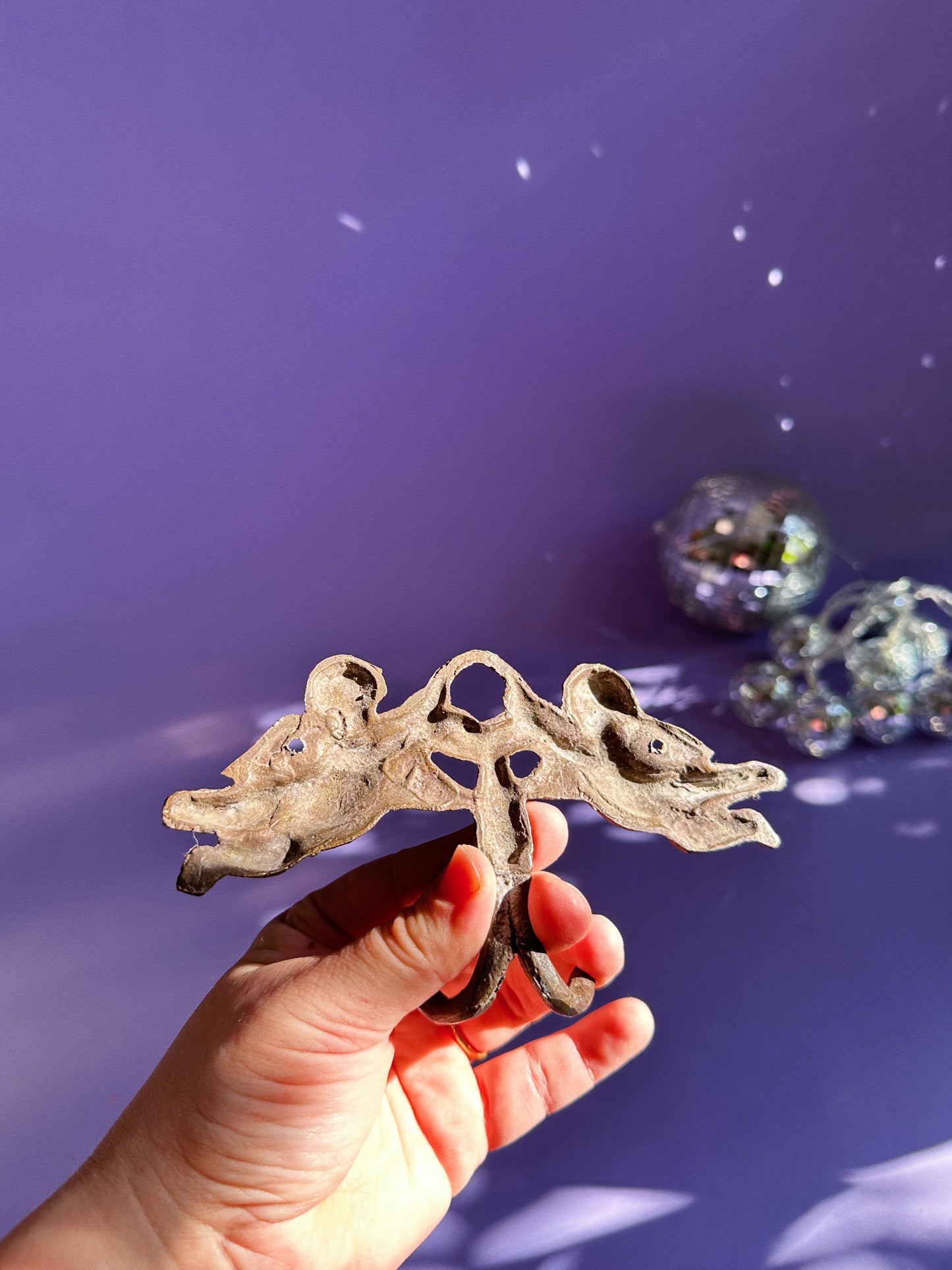 Vintage Double Cherub Cast Iron Wall Hooks