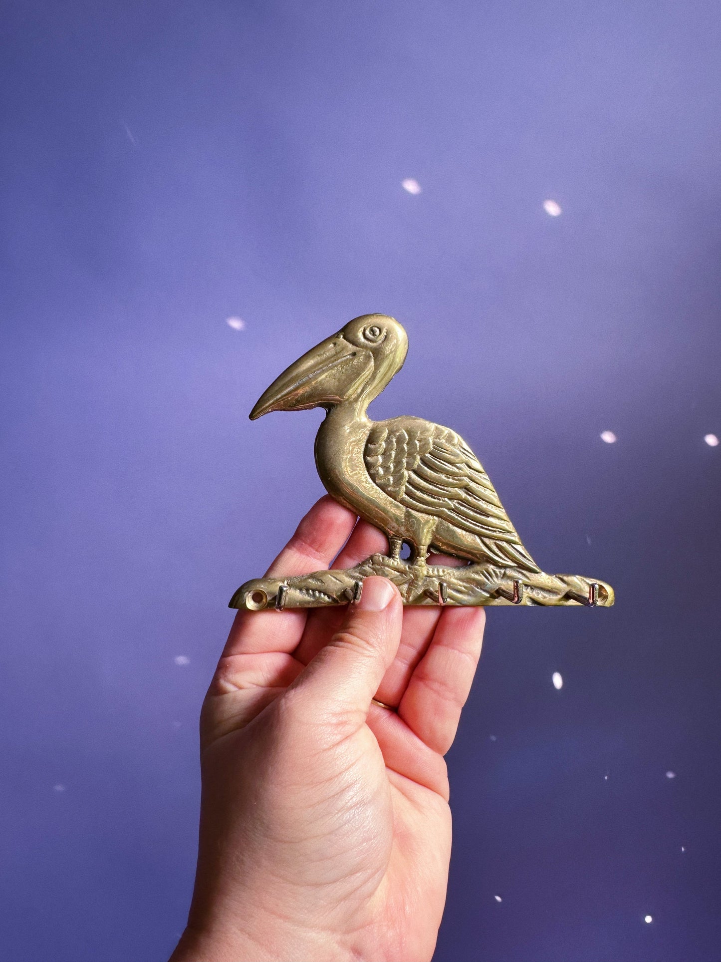 Vintage Brass Pelican Key Hooks