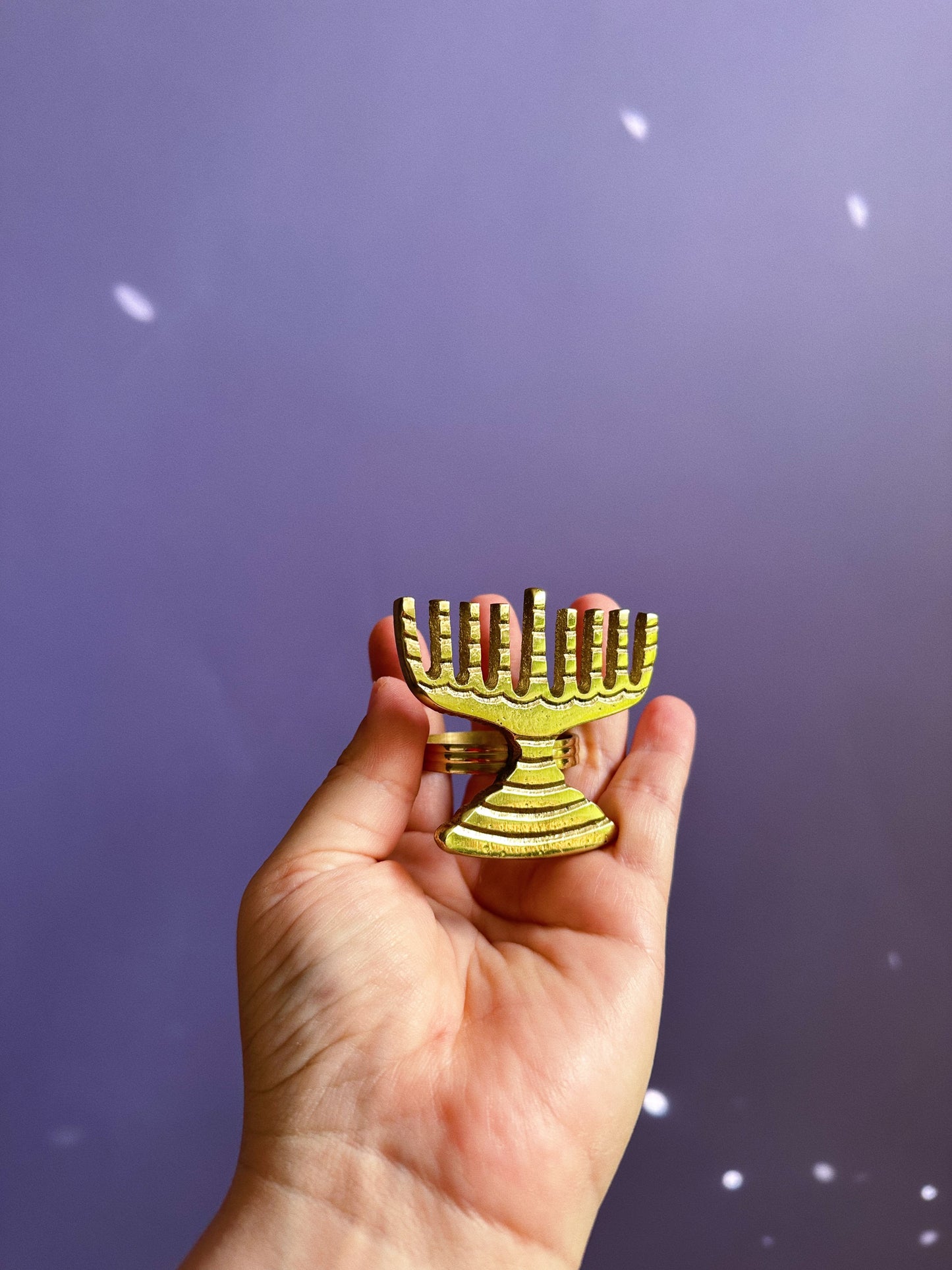 Four Brass Menorah Napkin Ring Holders