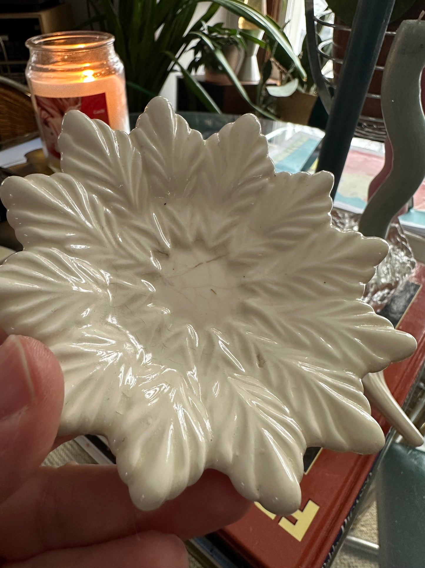 Vintage Stacking Ceramic Christmas Tree Lighter Ashtrays Cream