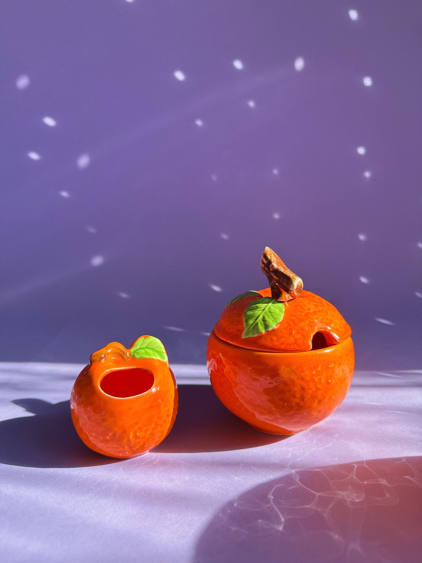 Vintage Ceramic Small Oranges Lidded Sugar Pot