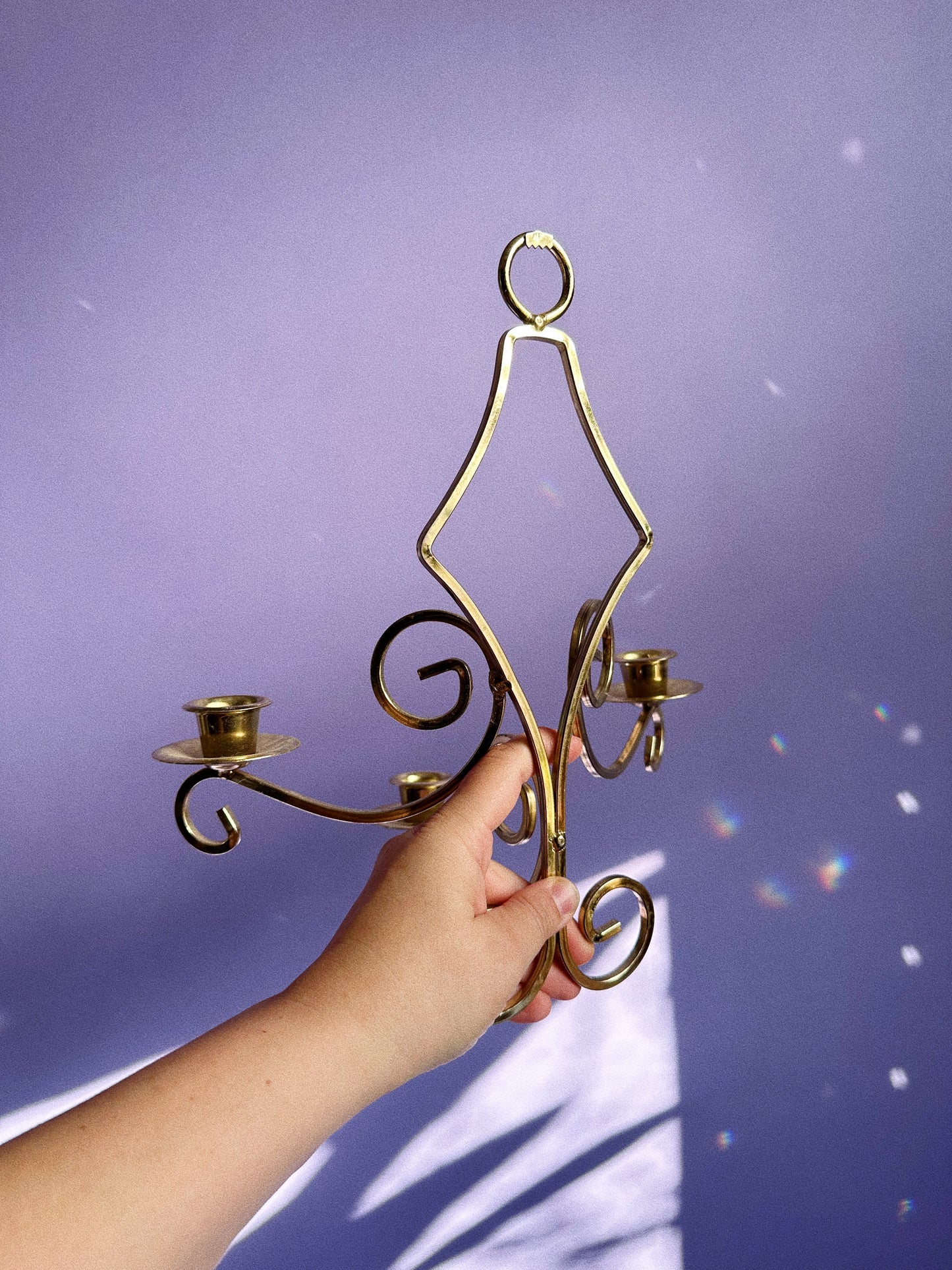 Pair of Vintage Brass 3 Candle Wall Sconces