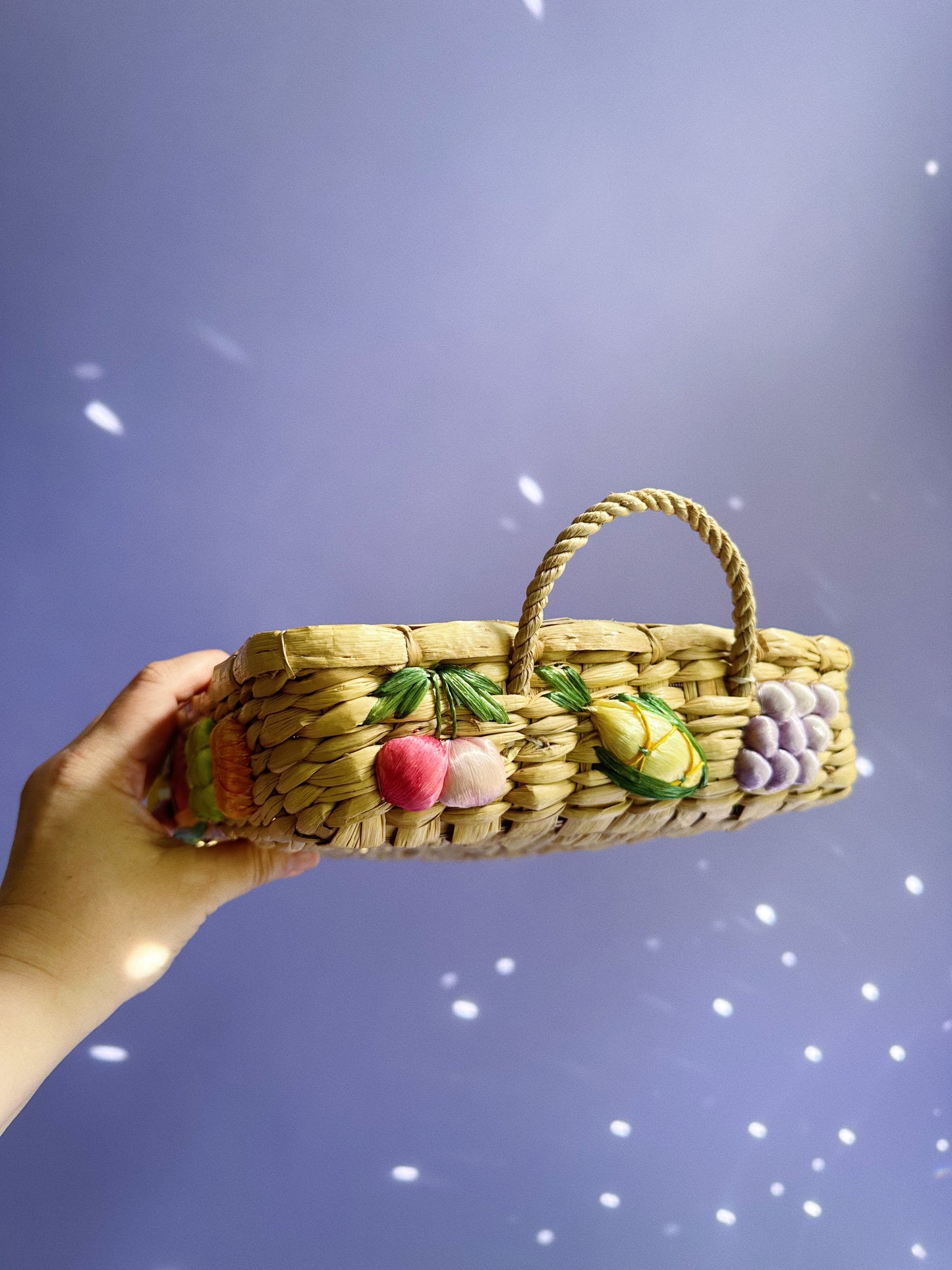 Vintage Raffia Handwoven Casserole Dish Basket