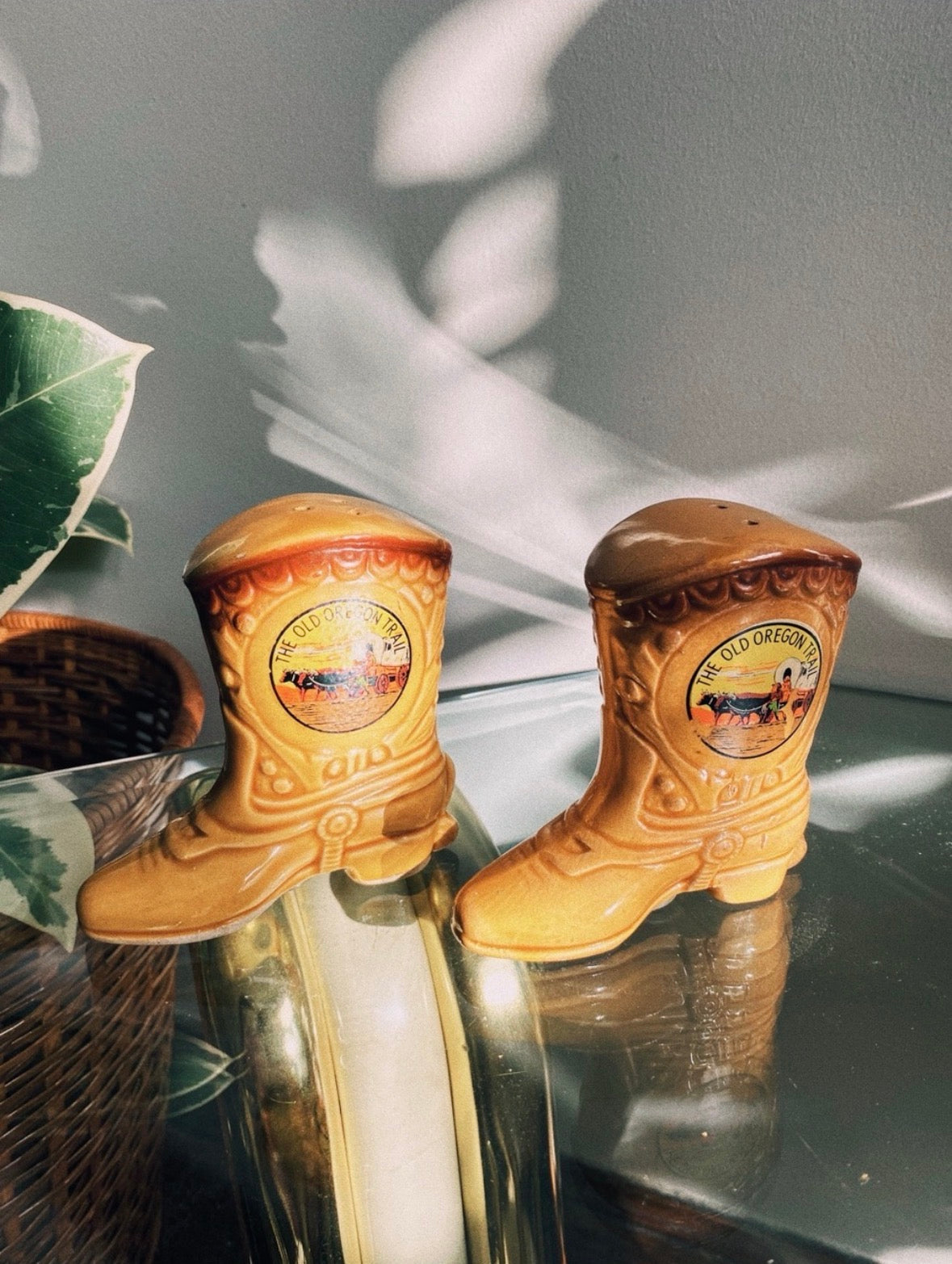Vintage Yellow Cowboy Boot Salt & Pepper Shakers - The Old Oregon Trail