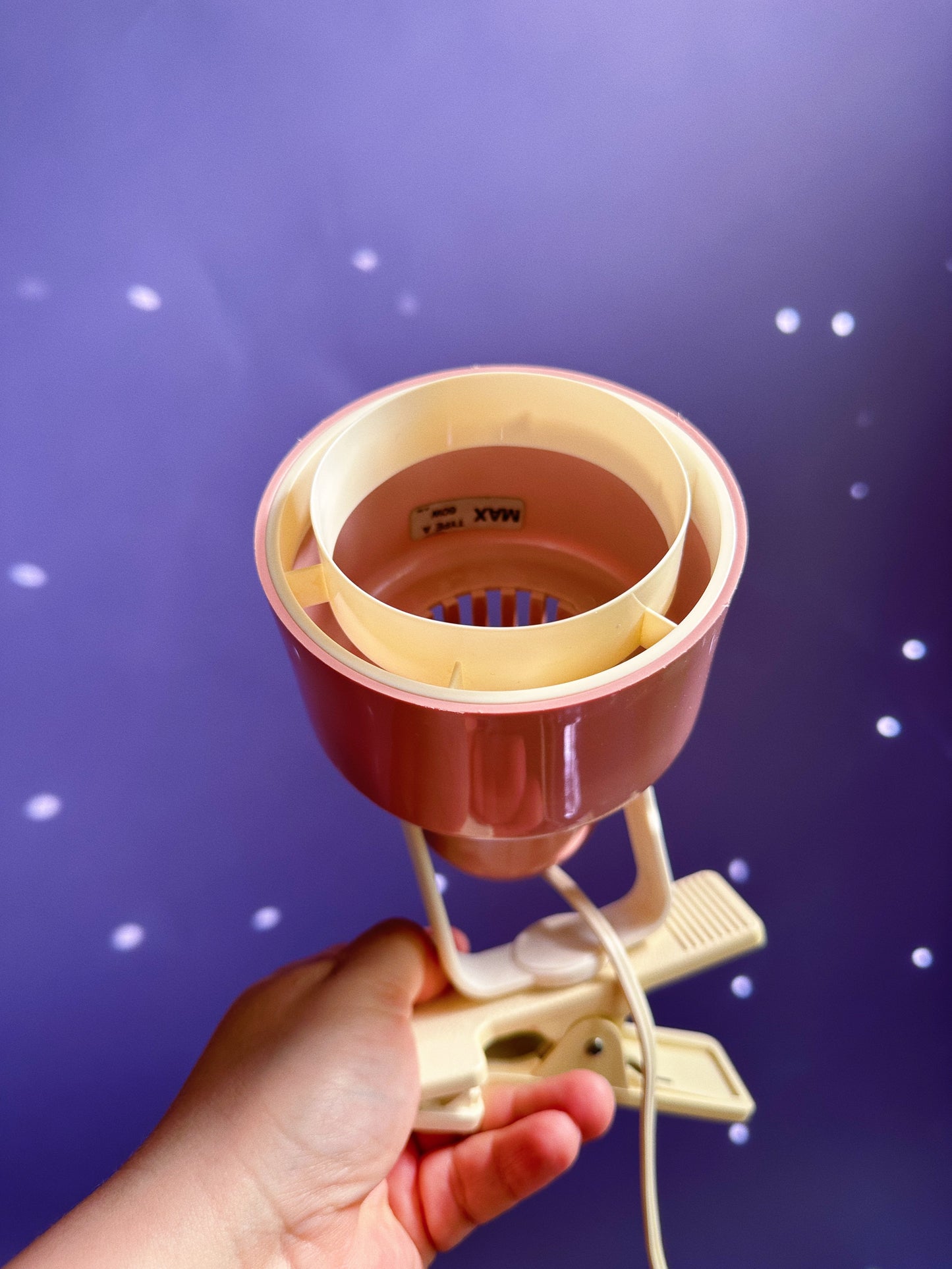 Vintage Pink + White Molded Plastic Clamp Task Lamp, Circa 1980s