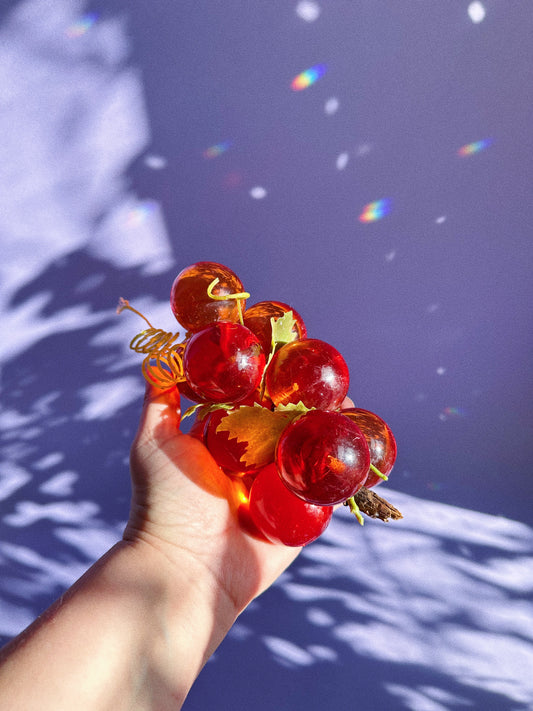 Vintage Red / Orange Lucite Grapes