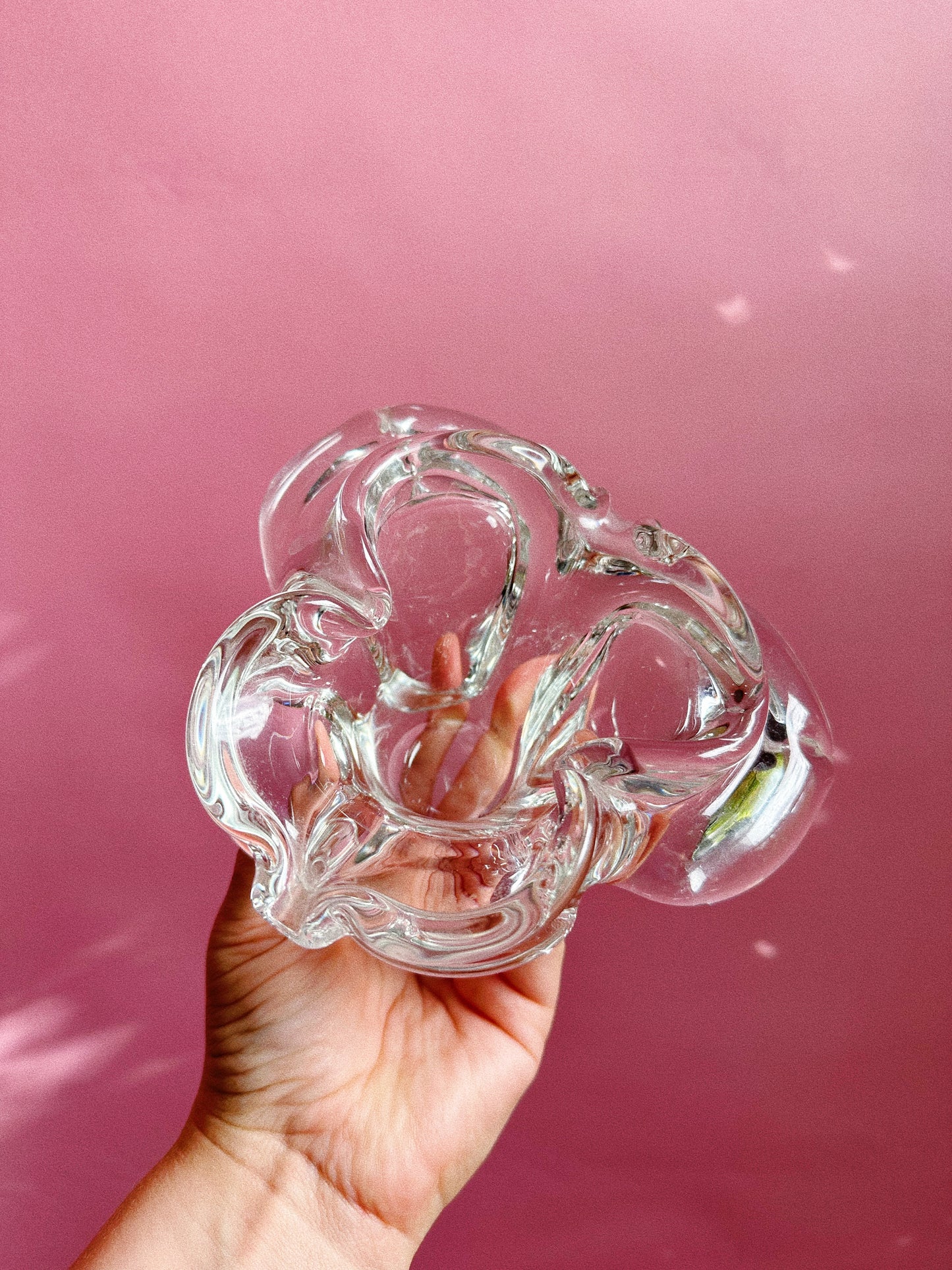 Heavy Crystal Vintage Flower Ashtray / Throw Dish