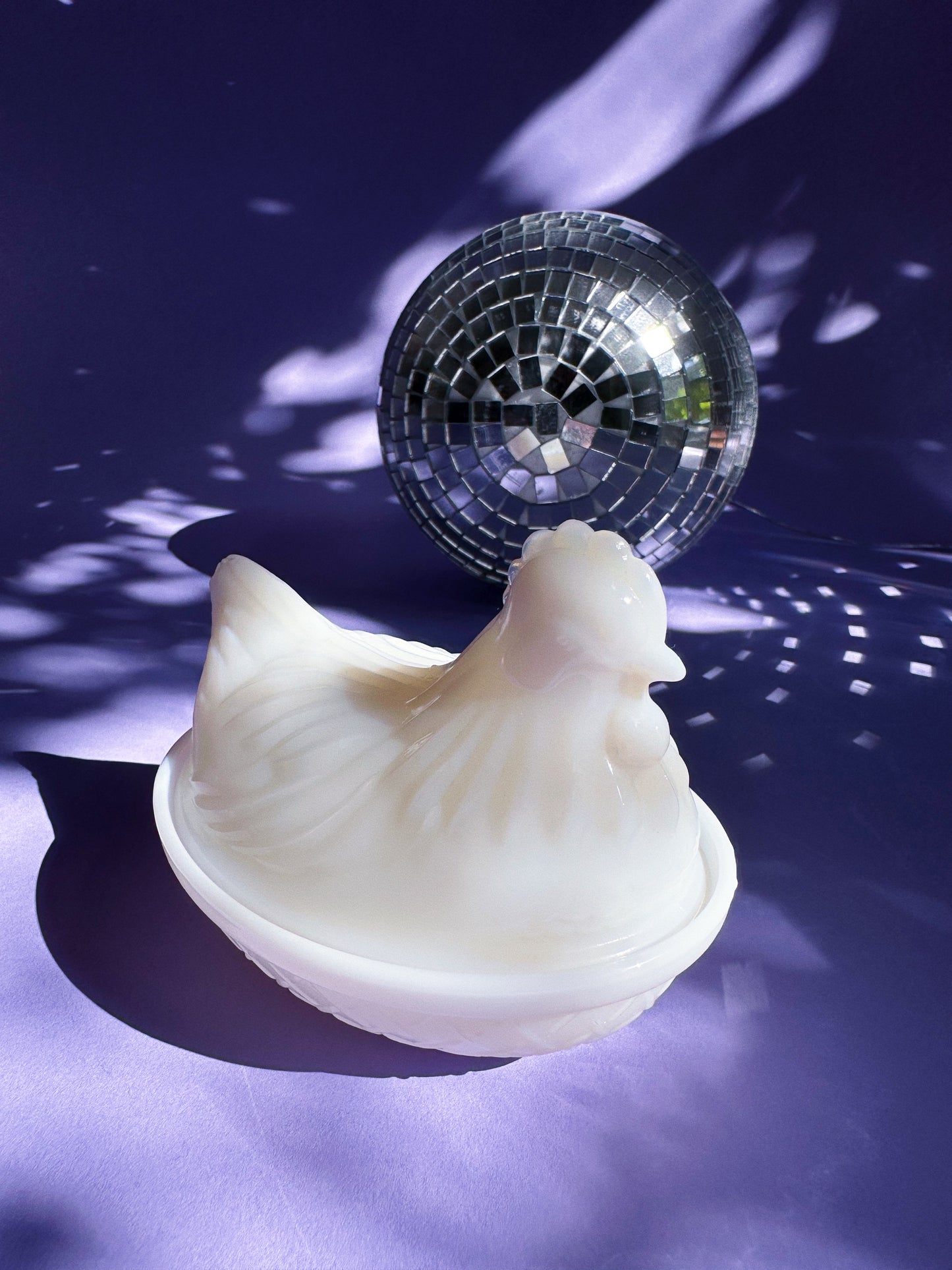 Vintage Milk Glass Chicken Hen on Nest Covered Dish Small 4.5"