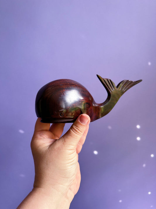 Heavy Carved Whale Wooden Sculpture