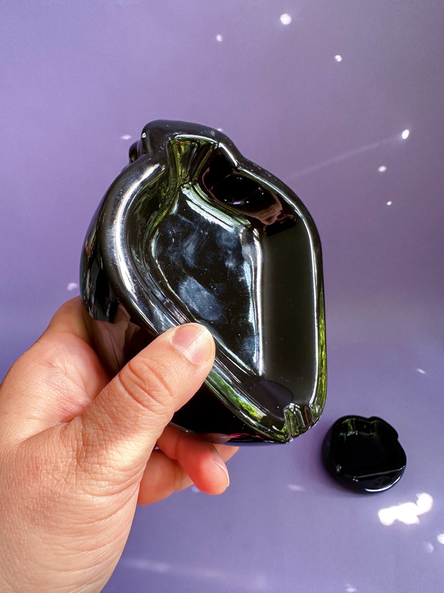 Vintage Black / Pink Ceramic Spade Post Modern Ashtrays