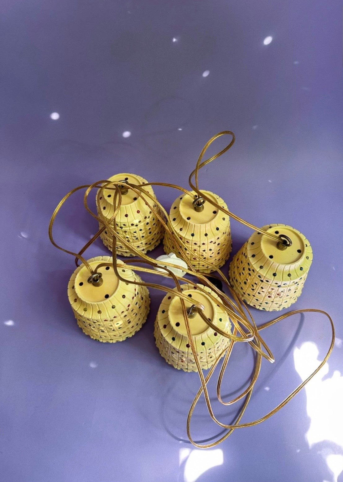 Vintage Lawnware 5 Hanging Lights - Retro RV Patio Plastic Beaded Lamps ALL WORK