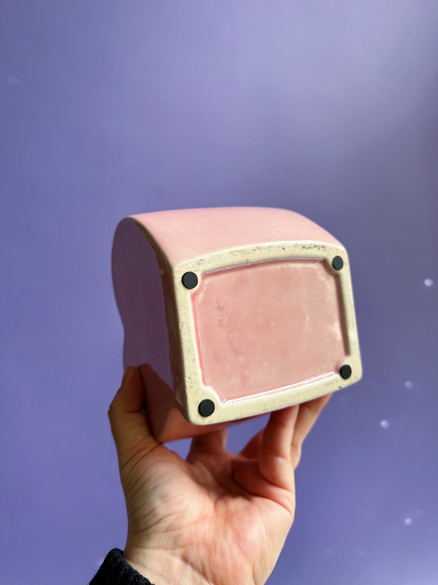 Vintage Ceramic Pink Heart Planter / Cache Pot